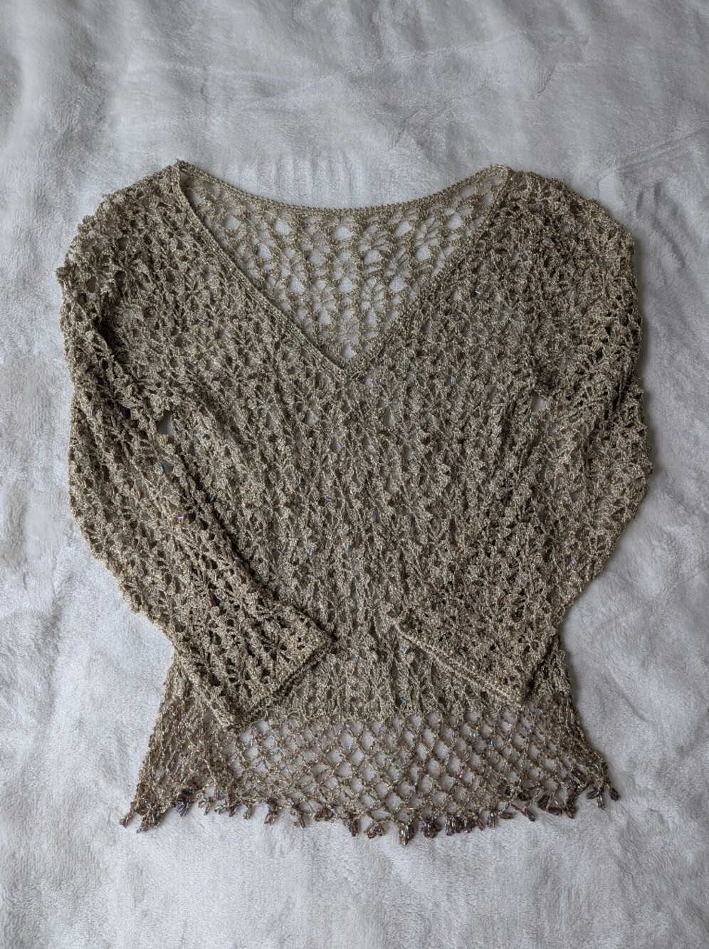 vintage beaded gold top